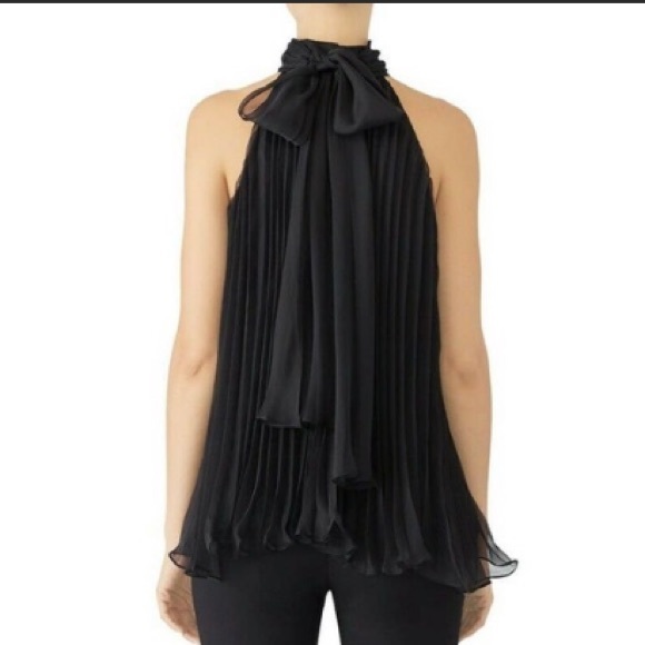 Carmen Marc Valvo Accordion Pleated Blouse Top - Picture 6 of 9